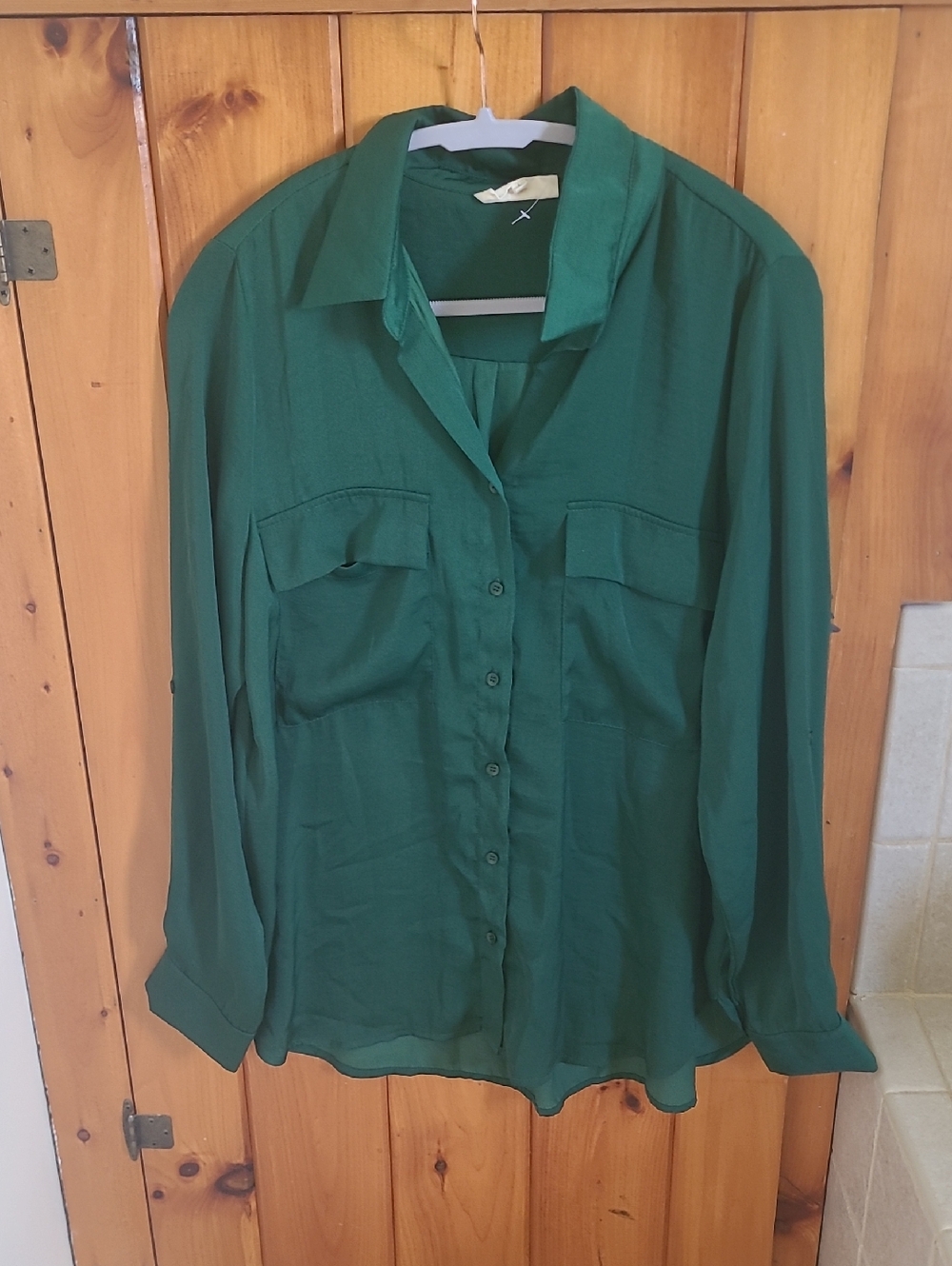 MELLODAY Emerald Green Button-Down Shirt